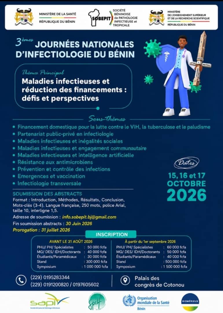 Affiche officielle des 3èmes Journées Nationales d'Infectiologie du Bénin